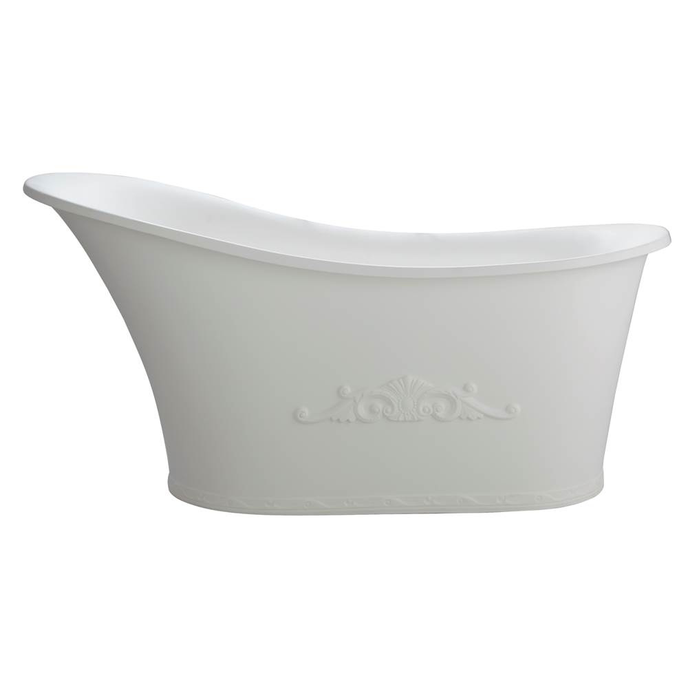 Barclay Ayanna Resin Slipper Tub 59''No Faucet Holes, White Matte