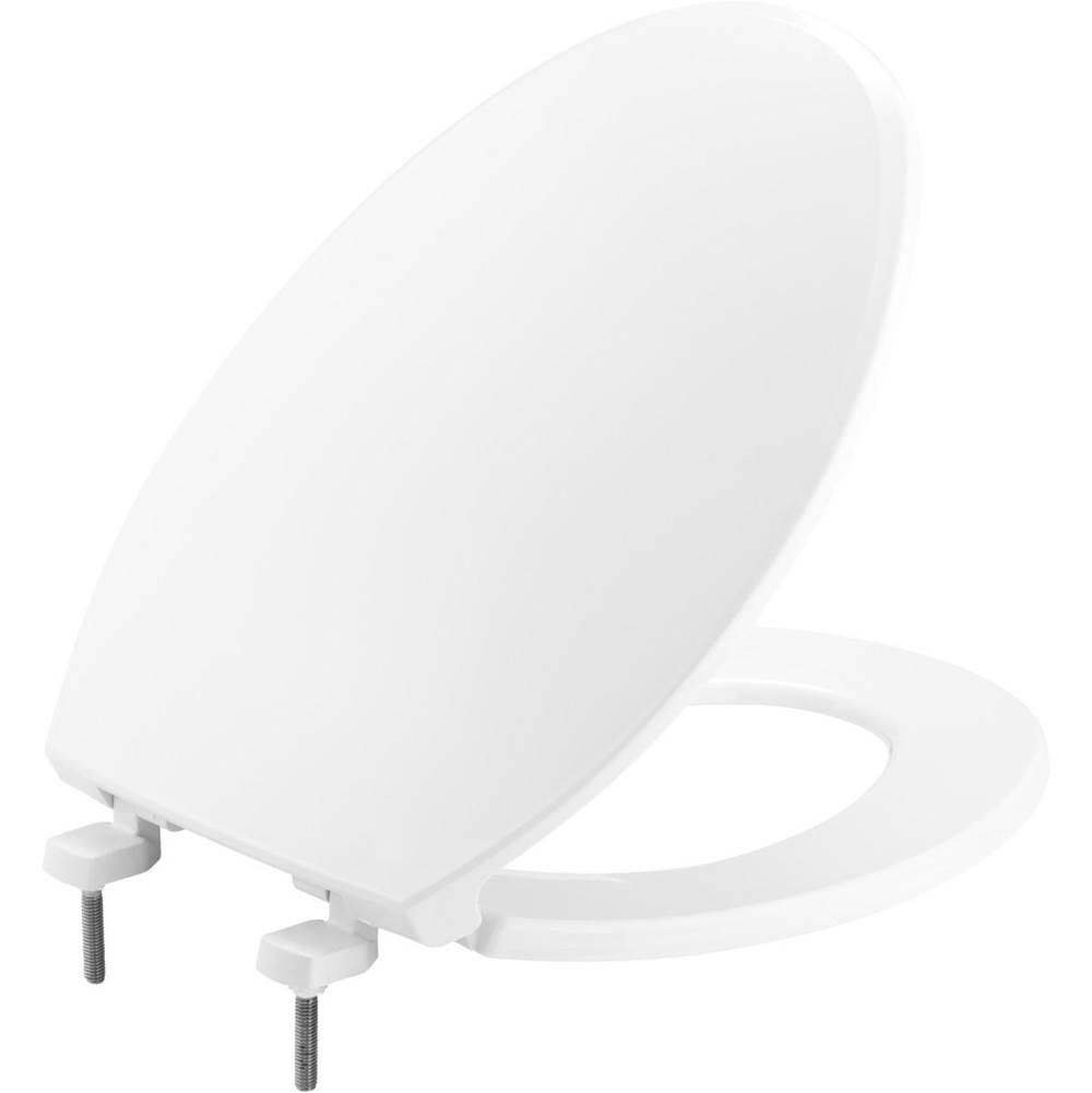 Bemis Elongated Plastic Toilet Seat with STA-TITE Commercial Fastening System - White