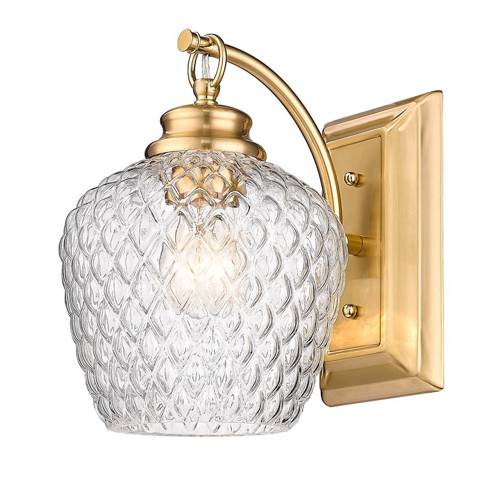 Golden Lighting Adeline MBG 1 Light Wall Sconce in Modern Brushed Gold with Clear Glass Shade