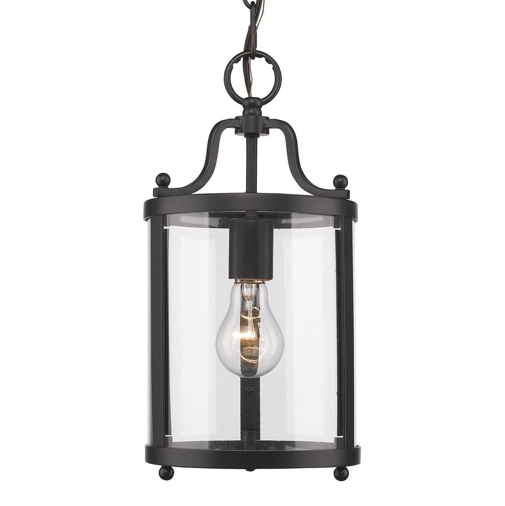 Golden Lighting Payton Mini Pendant in Matte Black with Clear Glass