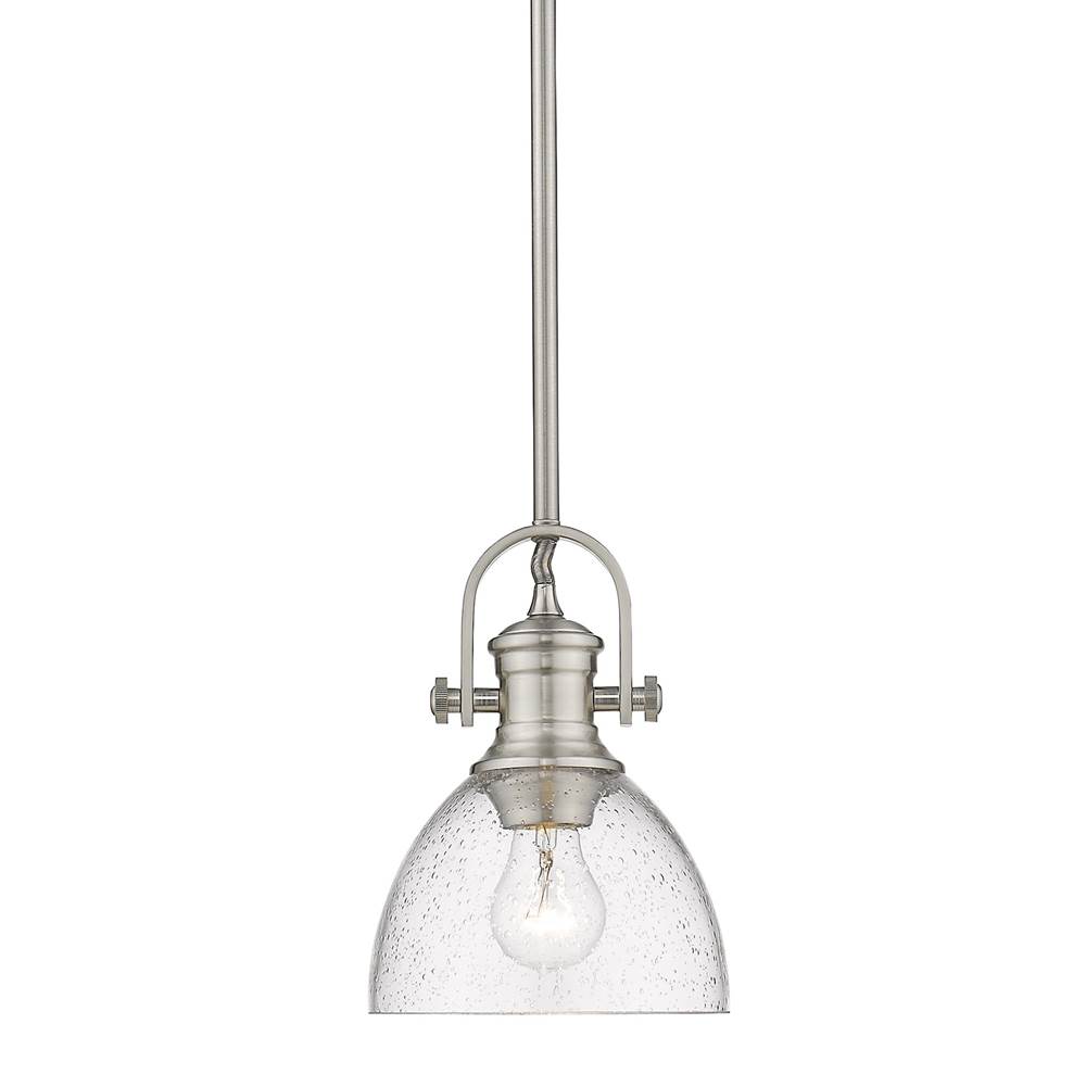 Golden Lighting Hines Mini Pendant in Pewter with Seeded Glass