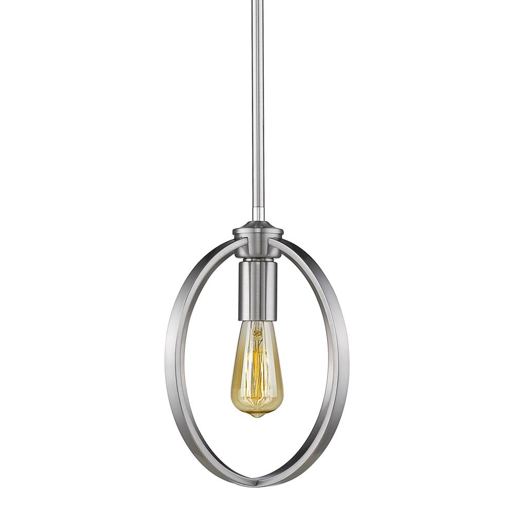 Golden Lighting Colson PW Mini Pendant (with Matte Black shade) in Pewter
