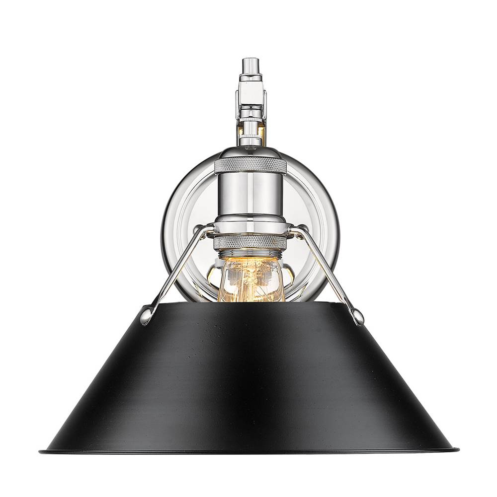Golden Lighting Orwell CH 1 Light Wall Sconce in Chrome with Matte Black Shade