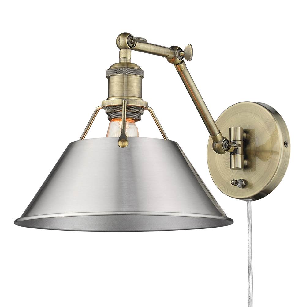 Golden Lighting Orwell AB Articulating 1 Light Wall Sconce with Pewter Shade