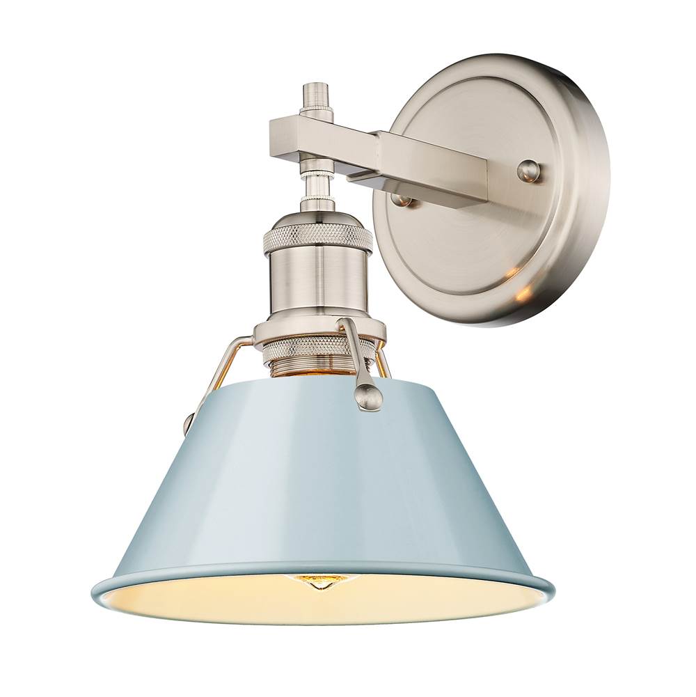Golden Lighting Orwell PW 1 Light Bath Vanity in Pewter with Seafoam Shade Shade