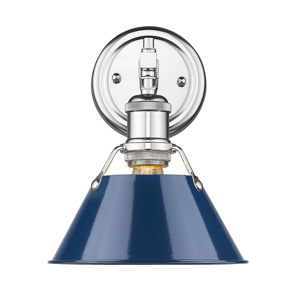Golden Lighting Orwell CH 1 Light Bath Vanity in Chrome with Navy Blue Shade
