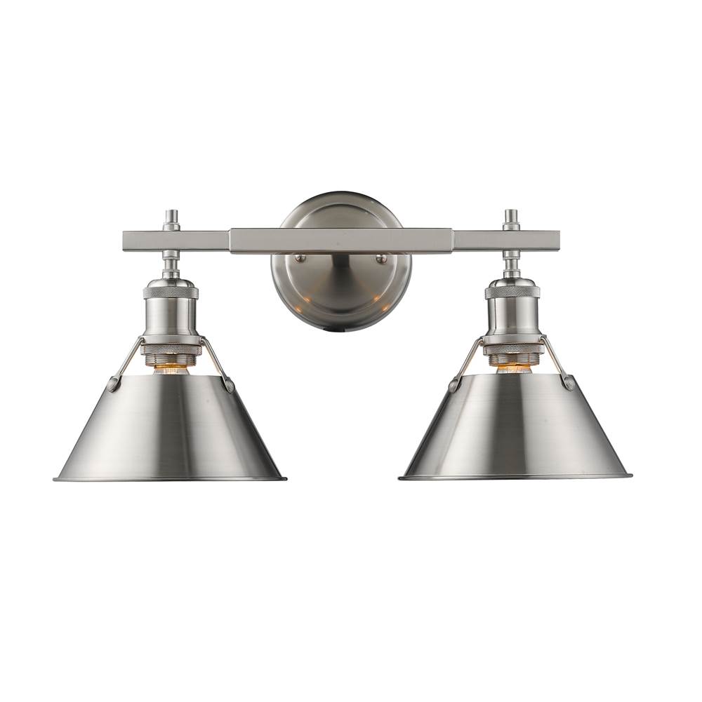 Golden Lighting Orwell PW 2 Light Bath Vanity in Pewter with Pewter Shade