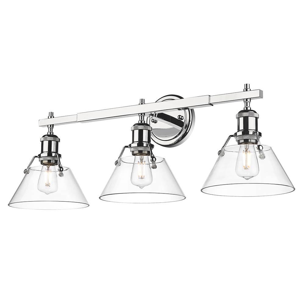 Golden Lighting Orwell CH 3 Light Bath Vanity in Chrome with Clear Glass Shade