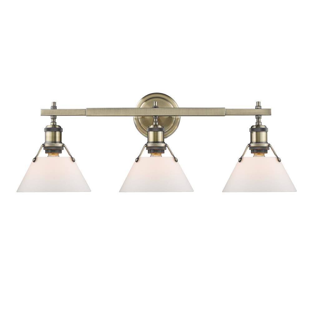 Golden Lighting Orwell AB 3 Light Bath Vanity in Aged Brass with Opal Glass Shades
