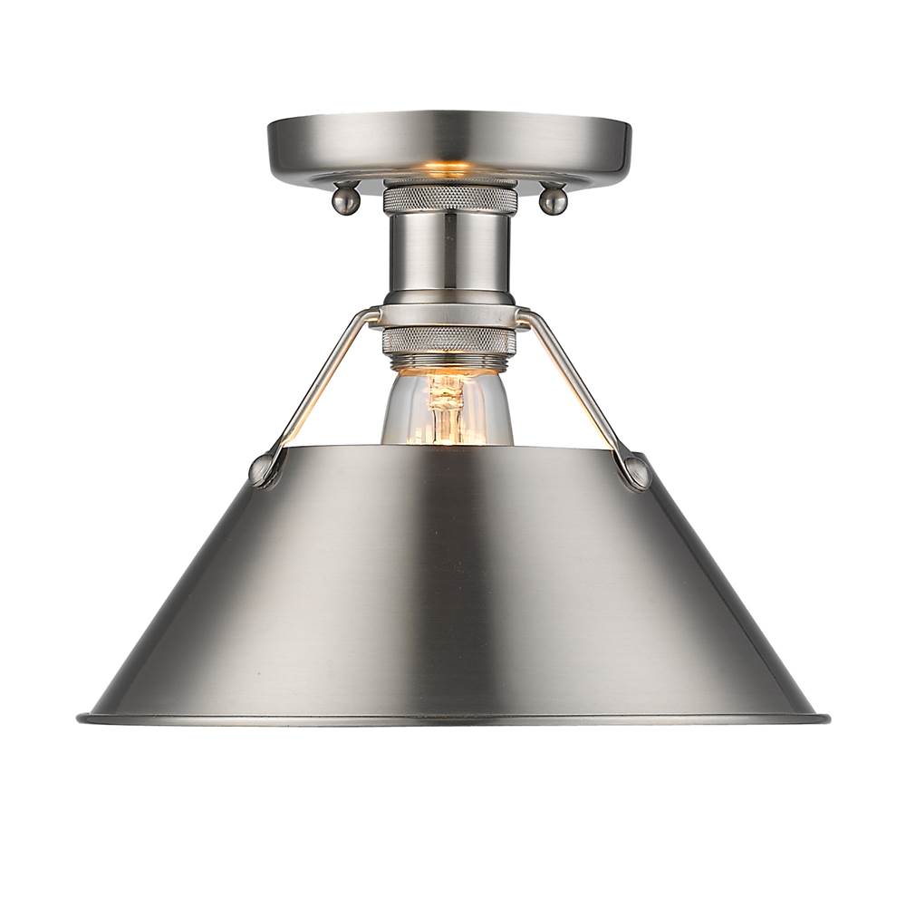 Golden Lighting Orwell PW Flush Mount in Pewter with Pewter Shade