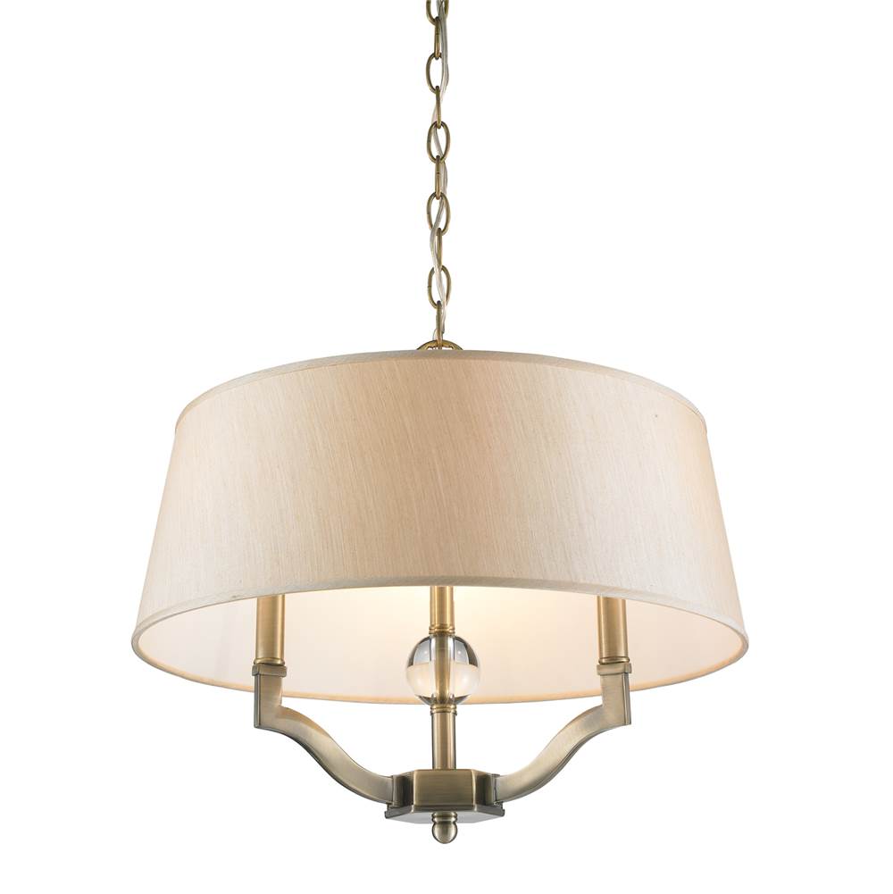 Golden Lighting Waverly Semi-Flush (Convertible) in Aged Brass with Silken Parchment Shade