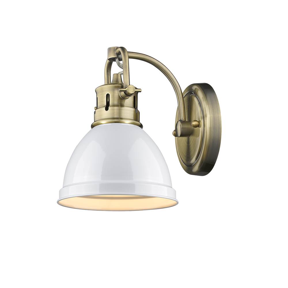 Golden Lighting Duncan 1 Light Bath Vanity in Aged Brass with a White Shade