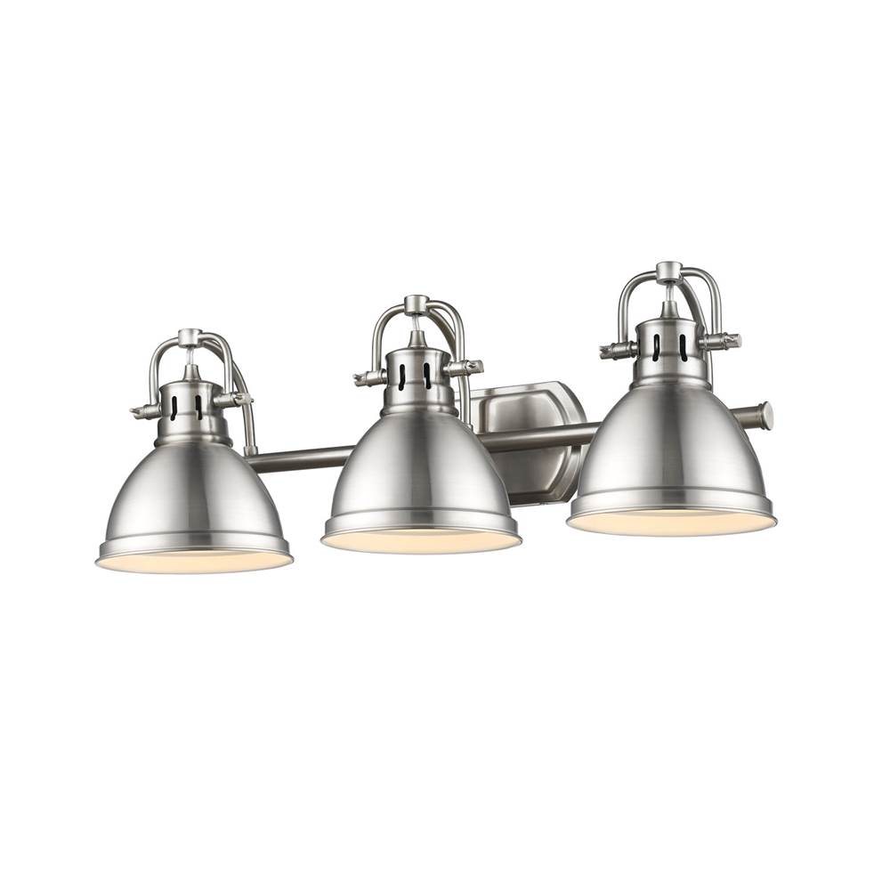 Golden Lighting Duncan 3 Light Bath Vanity in Pewter with a Pewter Shade