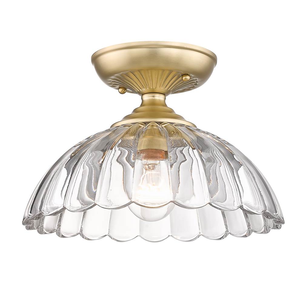 Golden Lighting Audra BCB Semi-Flush in Brushed Champagne Bronze with Clear Glass Shade
