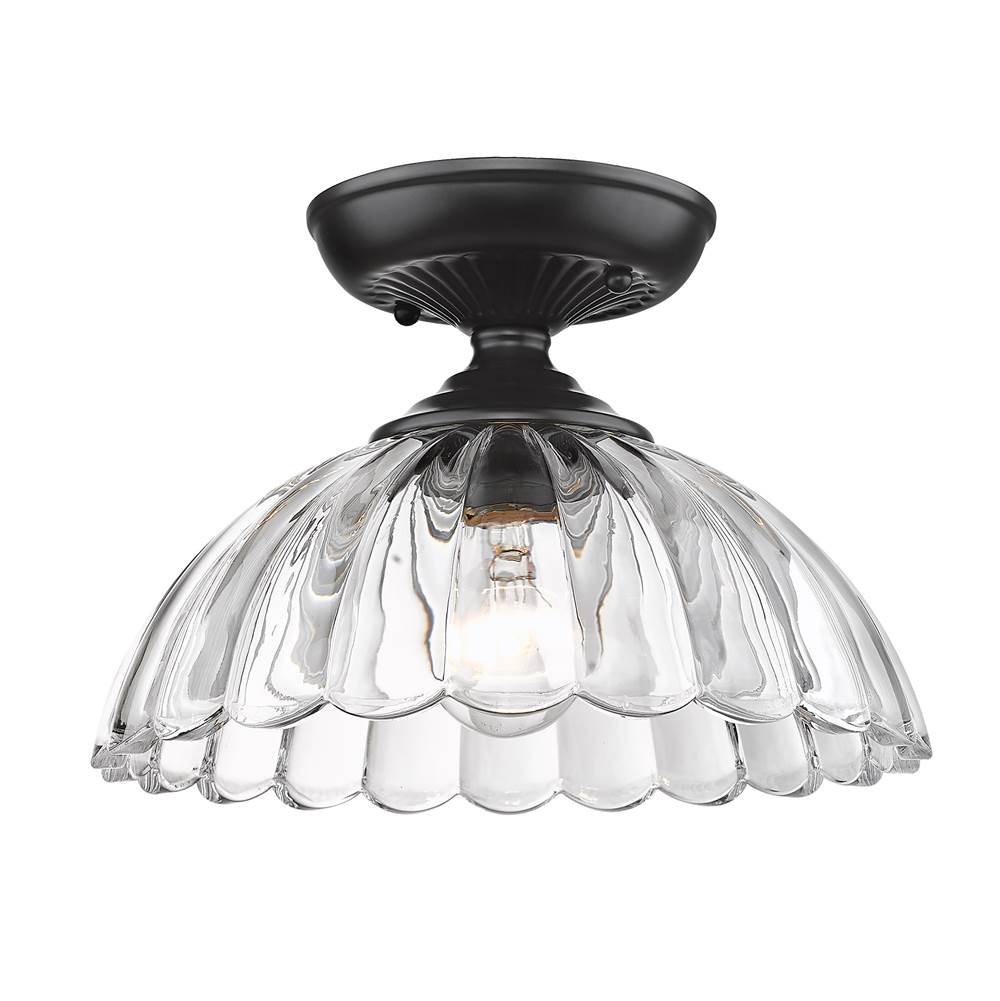Golden Lighting Audra Semi-Flush in Matte Black with Clear Glass Shade