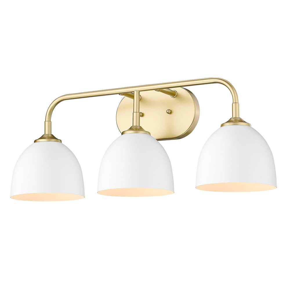 Golden Lighting Zoey 3-Light Bath Vanity in Olympic Gold with Matte White Shade