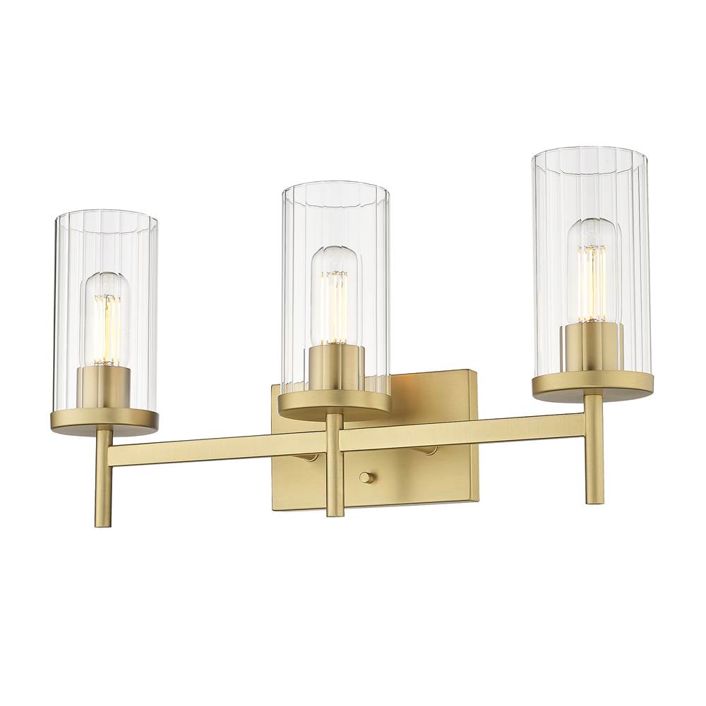 Golden Lighting Winslett BCB 3 Light Bath Vanity in Brushed Champagne Bronze with Clear Glass Shade