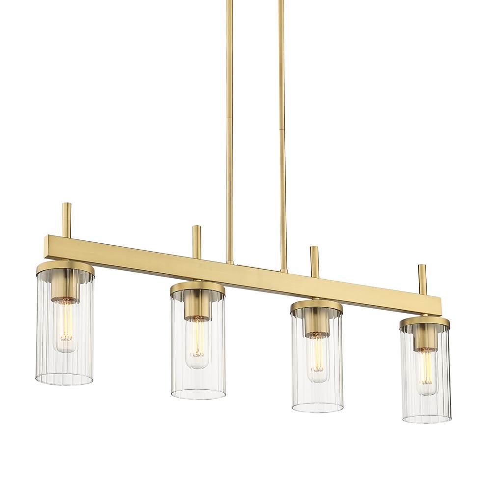 Golden Lighting Winslett BCB Linear Pendant in Brushed Champagne Bronze with Clear Glass Shade