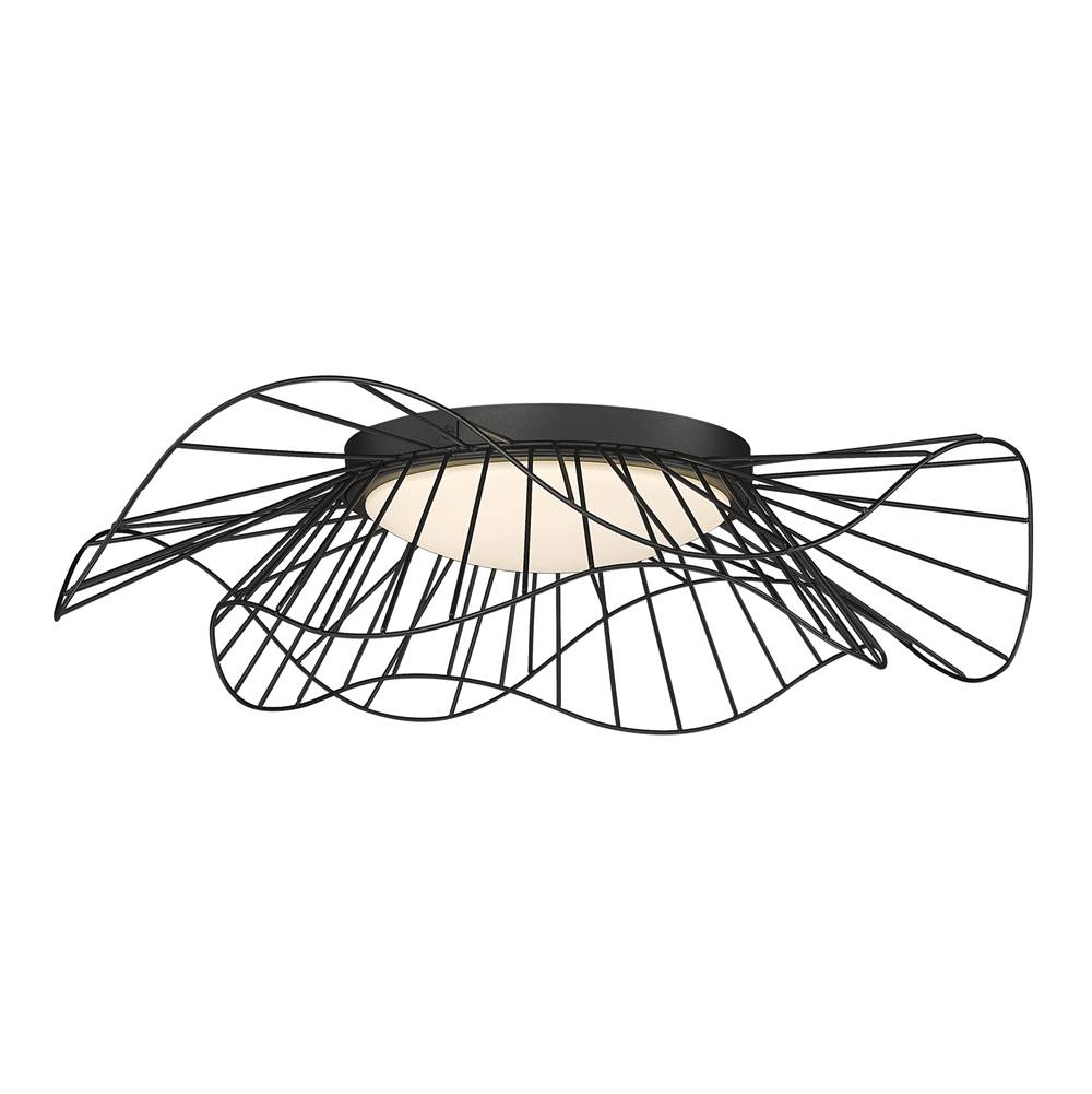 Golden Lighting Elena Flush Mount - 24'' in Natural Black with Opal Glass Shade
