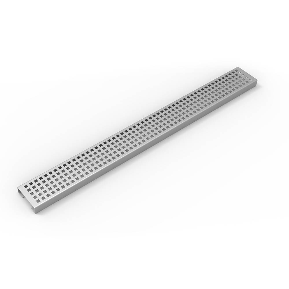 Infinity Drain 54'' Perforated Squares Pattern Grate for USQ Universal Infinity Drain™ in Satin Stainless