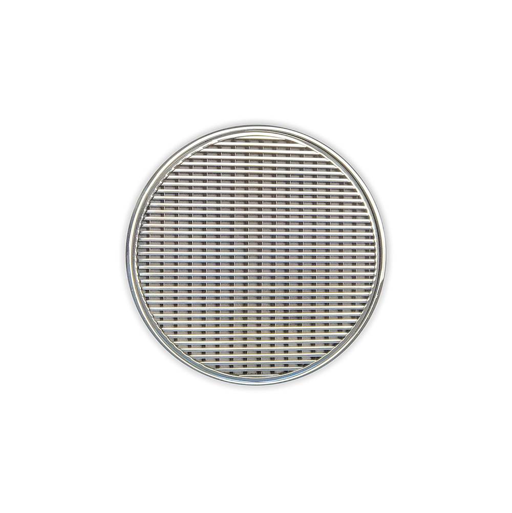 Infinity Drain 5'' Round Strainer with Wedge Wire Pattern Decorative Plate and 2'' Throat in Satin Stainless for RWD 5