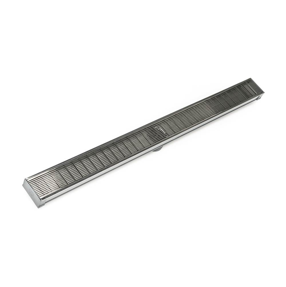 Infinity Drain 96'' S-PVC Series Low Profile Complete Kit with 2 1/2'' Wedge Wire Grate in Satin Stainless