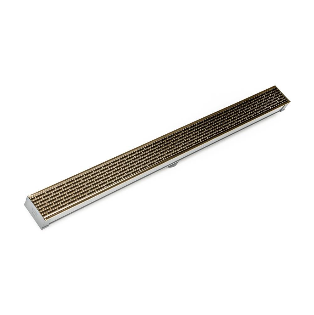 Infinity Drain 72'' S-PVC Series Low Profile Complete Kit with 2 1/2'' Perforated Offset Slot Grate in Satin Bronze