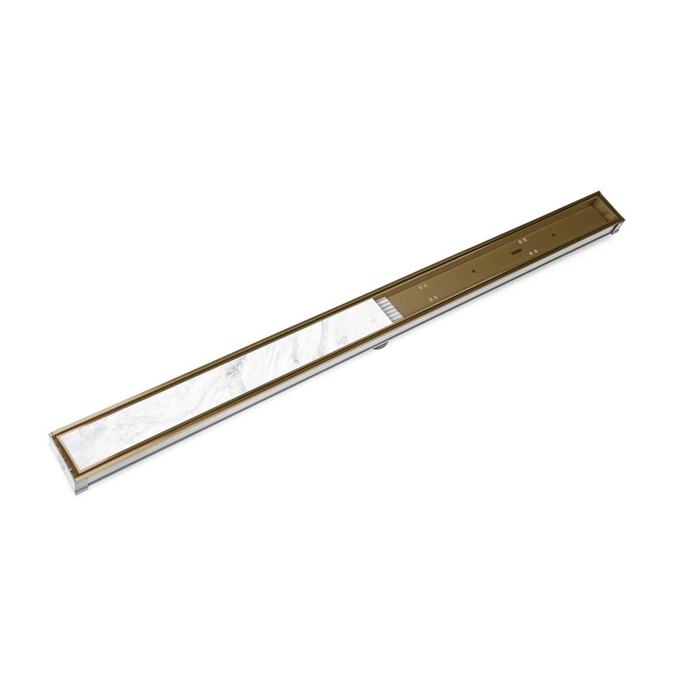 Infinity Drain 36'' S-PVC Series Low Profile Complete Kit with 2 1/2'' Tile Insert Frame in Satin Bronze