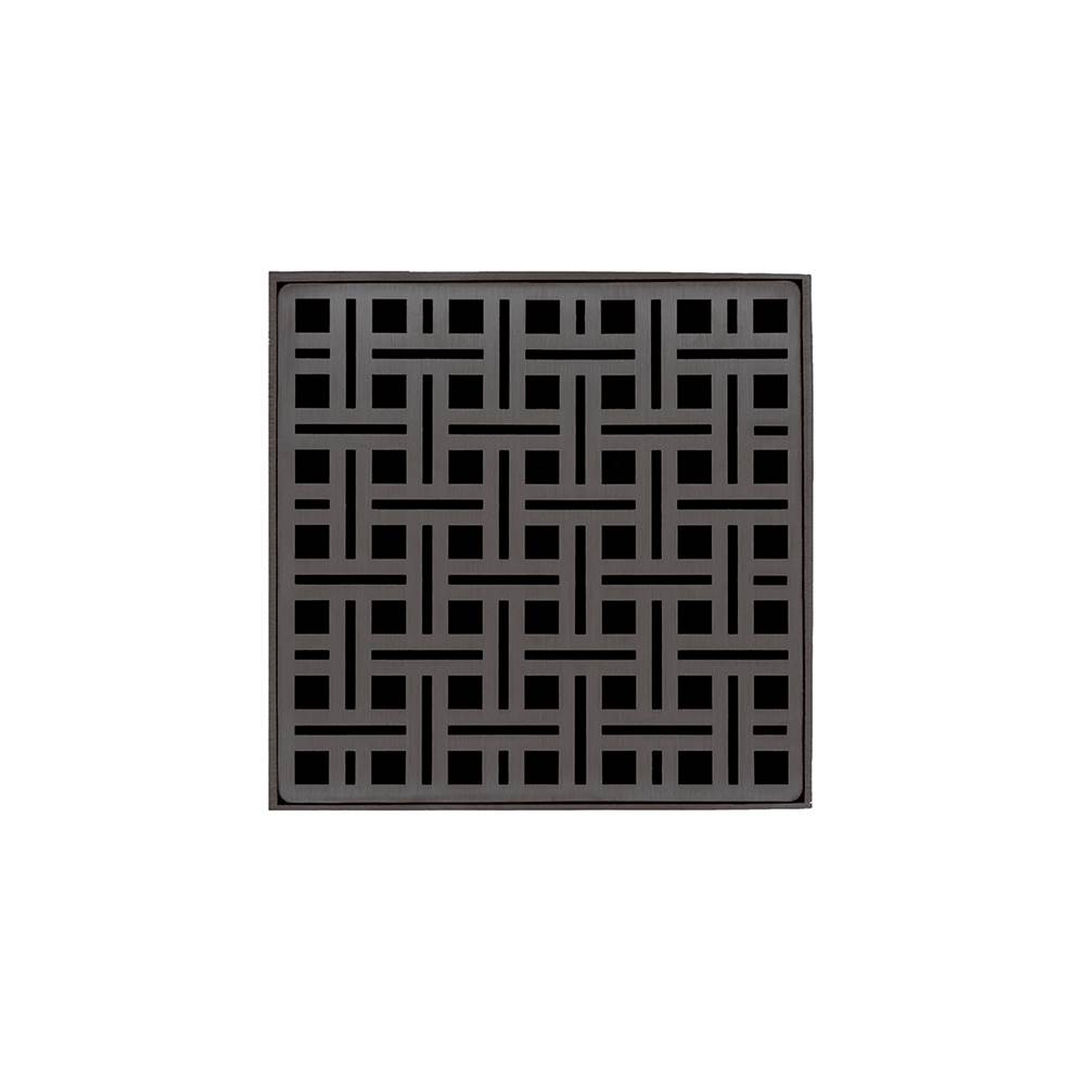 Infinity Drain 5'' x 5'' VD 5 Complete Kit with Weave Pattern Decorative Plate in Oil Rubbed Bronze with Cast Iron Drain Body, 2'' Outlet