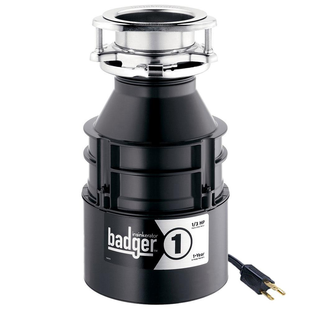 Insinkerator Badger 1 with cord 1/3 HP Food Waste Disposer - Model Number: BADGER 1 W/C