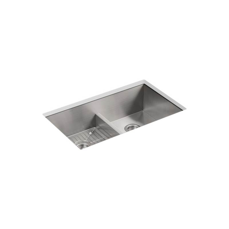 Kohler Vault™ 33'' x 22'' x 9-5/16'' Smart Divide® top-mount/undermount double-equal bowl kitchen sink with 4 faucet holes