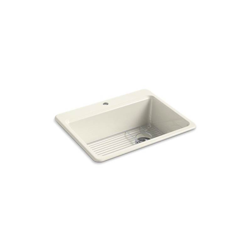 Kohler Riverby® 27'' x 22'' x 9-5/8'' top-mount single-bowl kitchen sink with bottom sink rack and single faucet hole