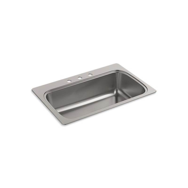 Kohler Verse™ 33'' x 22'' x 9-5/16'' top-mount single-bowl kitchen sink with 3 faucet holes