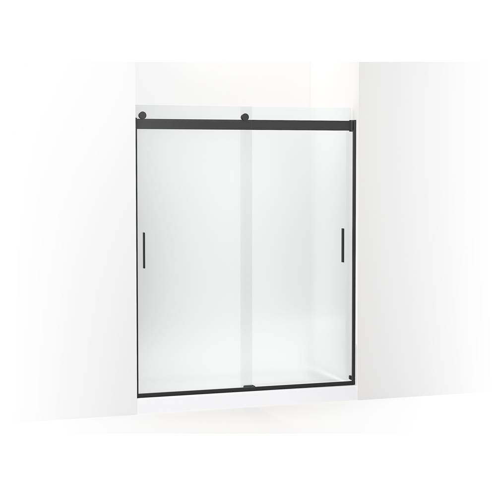 Kohler Levity® Sliding shower door, 74'' H x 56-5/8 - 59-5/8'' W, with 1/4'' thick Frosted glass and blade handles