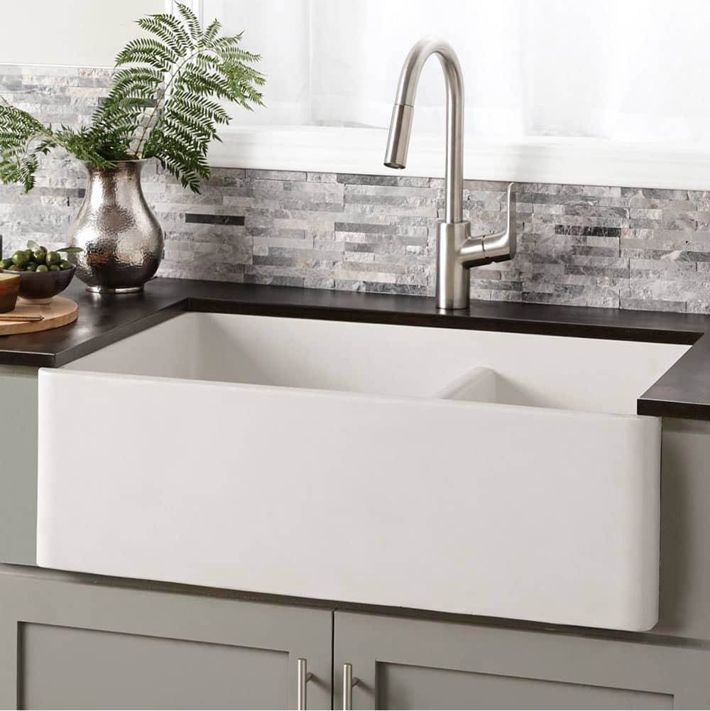 Native Trails Farmhouse Double Bowl Kitchen Sink in Pearl