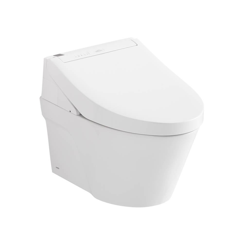 TOTO Toto® Washlet®+ Ap Wall-Hung Elongated Toilet And Washlet C5 And Duofit® In-Wall 0.9 And 1.28 Gpf Dual-Flush Tank System, Matte Silver
