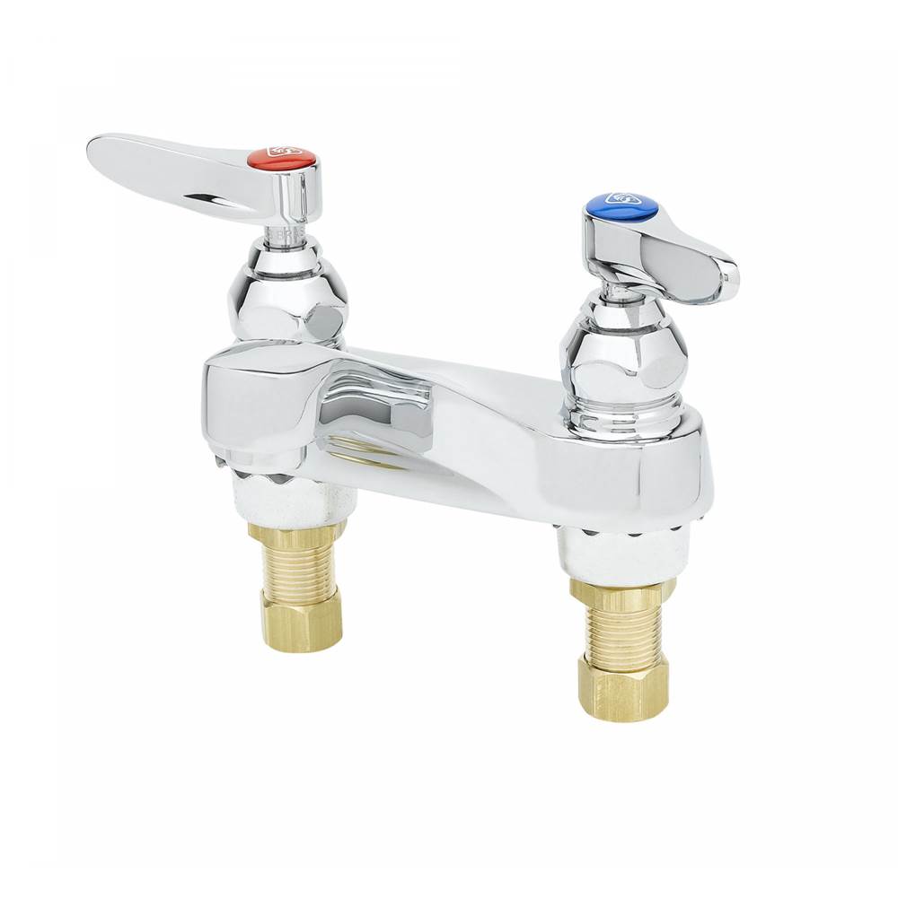 T&S Brass Lavatory Faucet, Deck Mount, 4'' Centers, 0.5 GPM Spray Device, 1/2'' NPSM Male Shanks