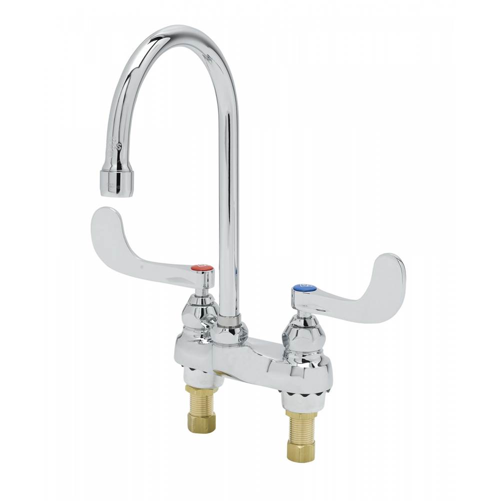 T&S Brass Medical Faucet, 4'' Centerset, Swivel/Rigid Gooseneck, 2.2 gpm Laminar Outlet, 4'' Handles