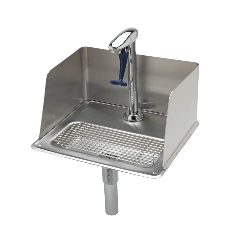 T&S Brass Glass Filler Water Station, Pedestal Glass Filler, Drip Pan with Splash Guard