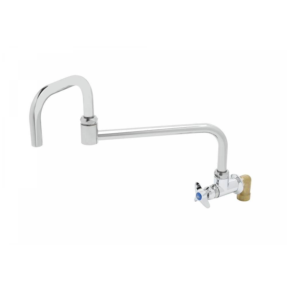 T&S Brass Single Wall Mount Big-Flo Faucet, 18'' Double-Joint Swing Nozzle, 00LL Street Elbow