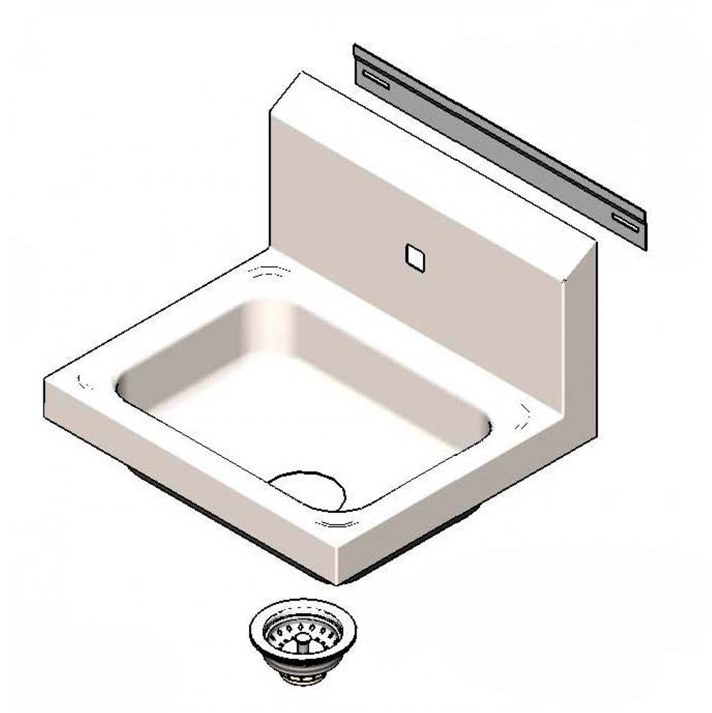 T&S Brass Hand Wash Sink w/ Backsplash, Drain Assembly and Mounting Bracket